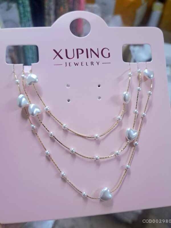 collar triple caida perlas xuping jewerly rose