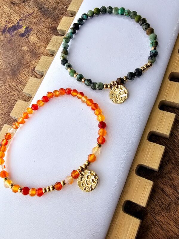 Pulsera con pedrería natural xuping TTM aceros inoxidable dorado