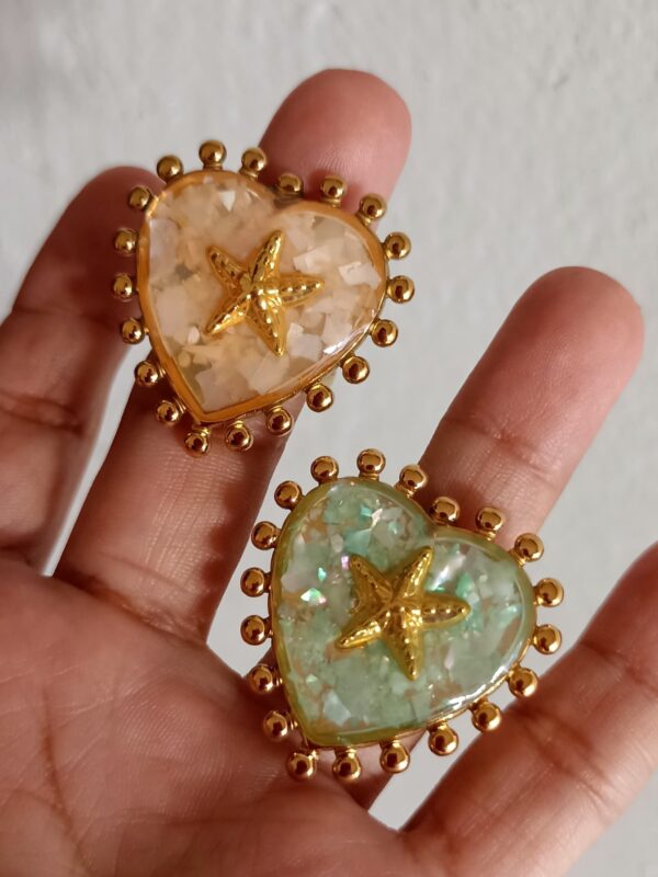 Anillo 💍 chuncky  corazon doble baño acero dorado regulable