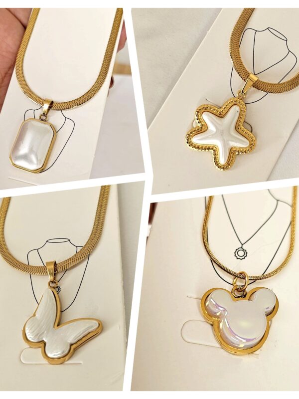 🔥Collar ratón , mariposa, estrella de mar, doble enchape dorado