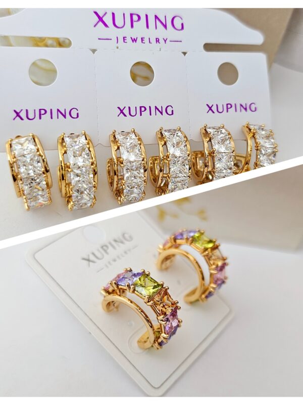 arete corazon blanco y multicolor xuping jewerly rose