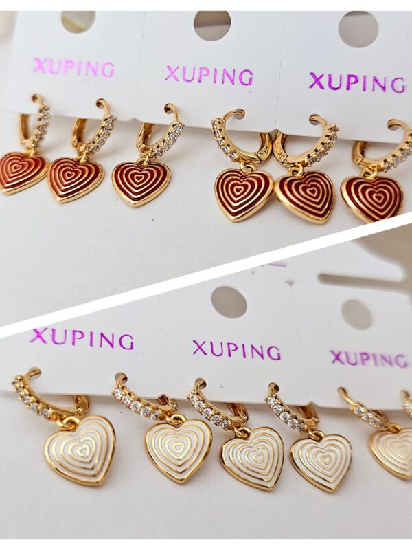 arete corazon rojo y blanco xuping jewerly rose