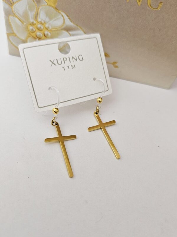 arete cruz colgante xuping TTM dorado