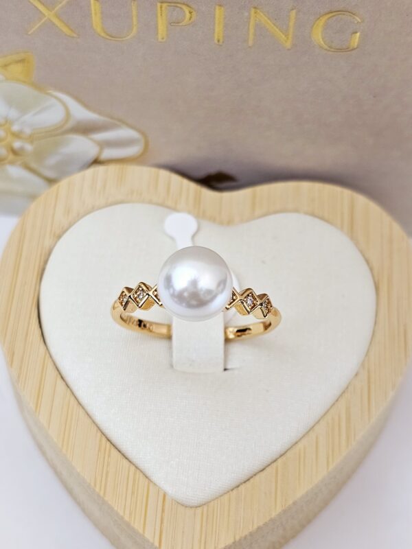 anillo talla 7,8,9,10 perla rombos xuping jewerly rose