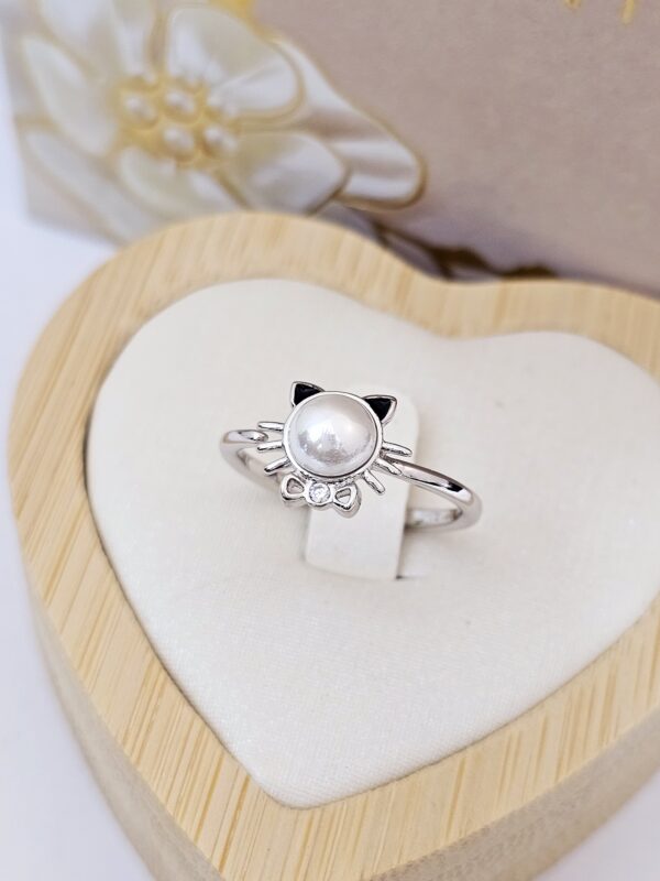 anillos regulable gato perla xuping jewerly plateado