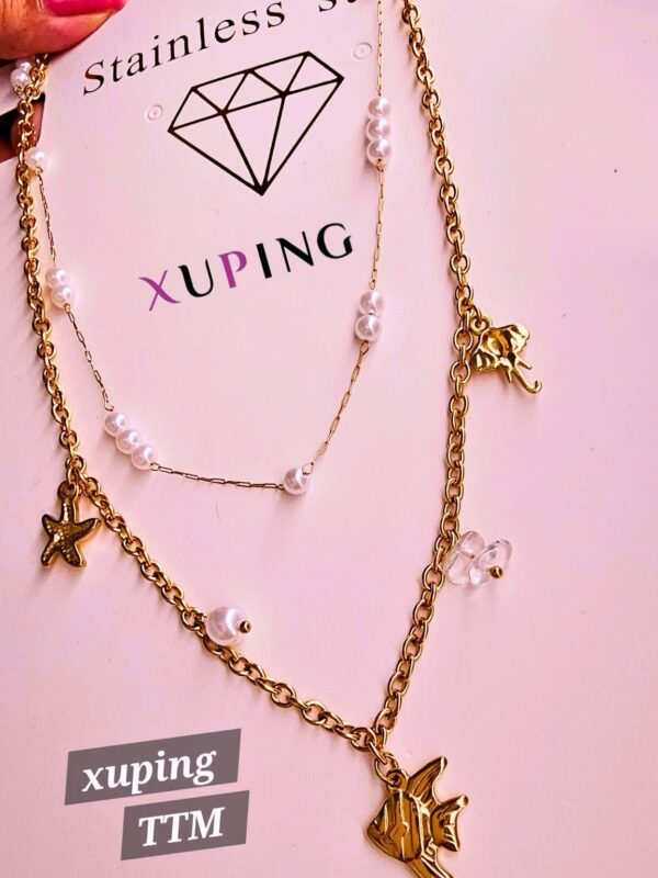 collar doble caída marino perlas xuping TTM dorado