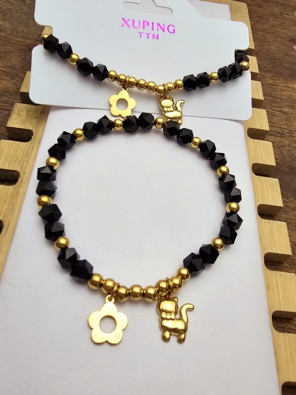 Pulseras pedrería gato xuping TTM acero inoxidable dorado