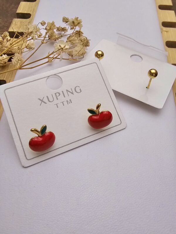 Arete tambor xuping TTM acero inoxidable dorado Manzana 🍎