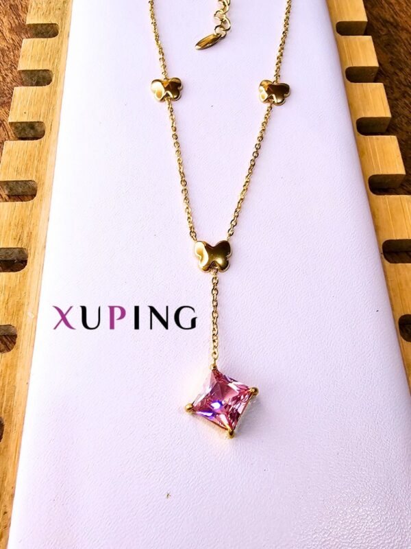 collar mariposa 🦋 circo. rosado xuping TTM dorado