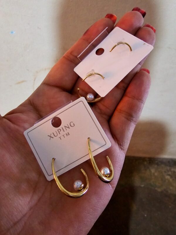 arete xuping TTM perla ,acero inoxidable dorado, tipo C