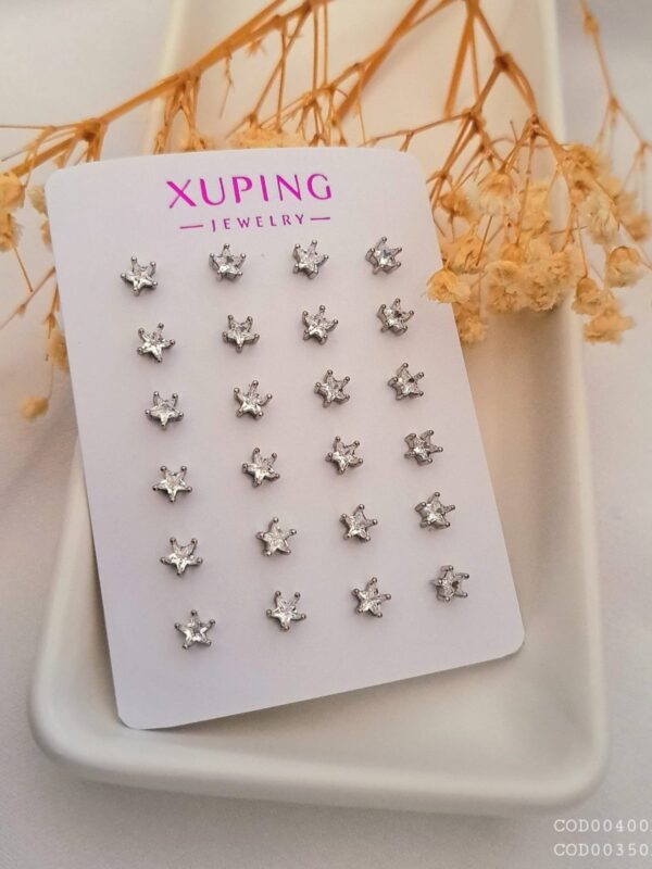 Arete 4mm circon estrella plateado xuping jewerly