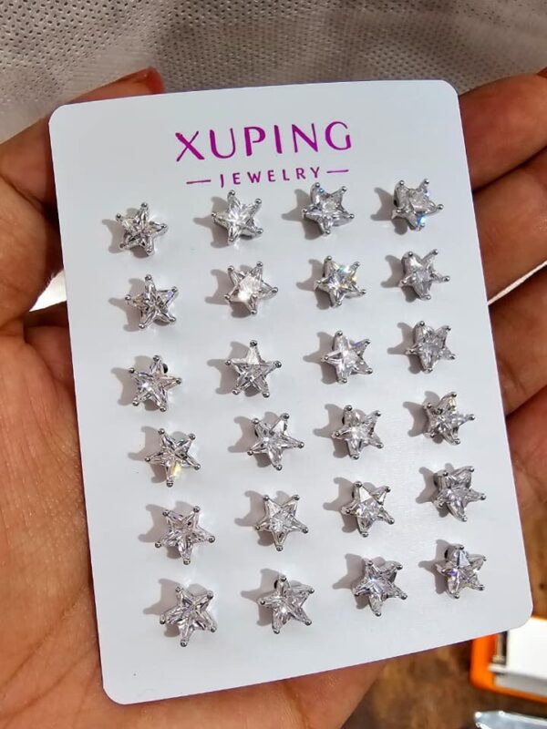 arete 6mm circon estrella xuping jewerly plateado