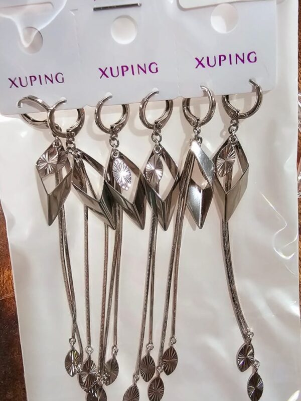 arete largo xuping jewerly plateado