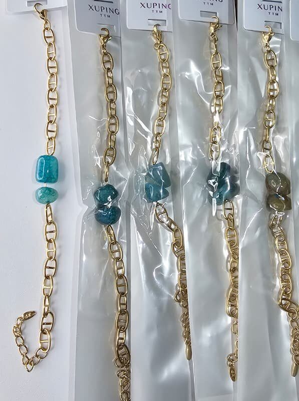 Pulsera con pedrería marmoleada xuping TTM acero inoxidable dorado