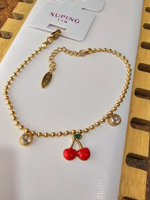 Pulsera cereza xuping TTM acero inoxidable dorado