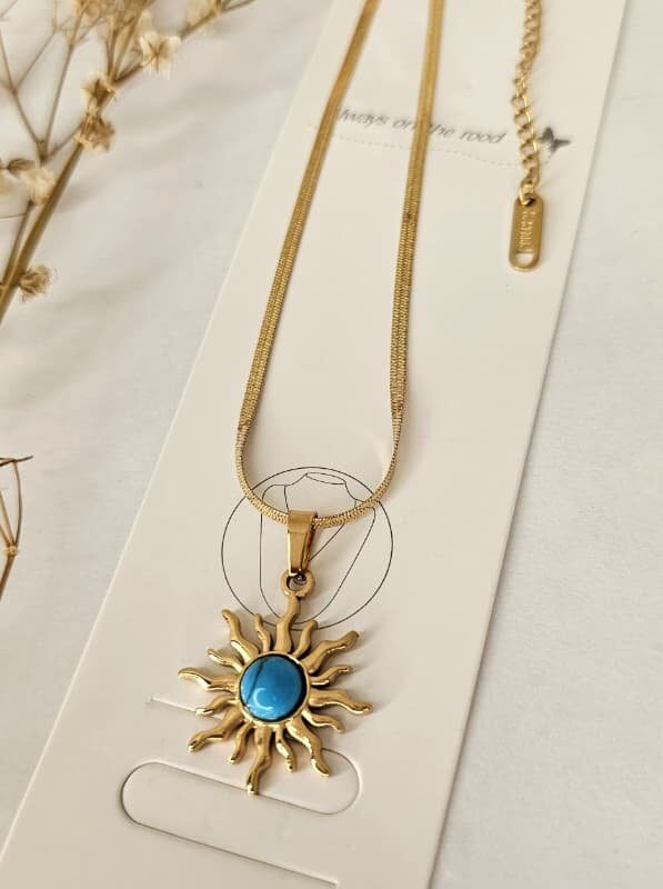 🔥Collar sol acero 316 L dorado