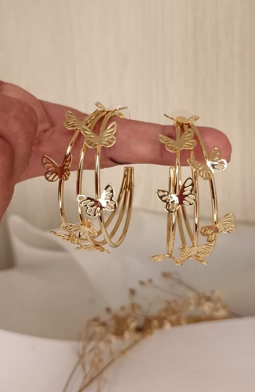 Arete 🦋 NYH Jewerly Dorado XH ( 4.5 cm )