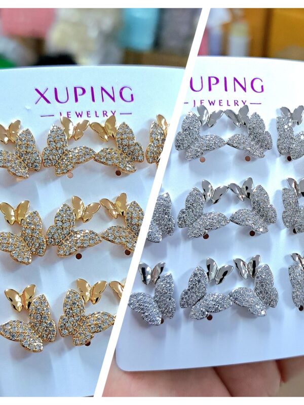 arete mariposa xuping jewerly rose y plateado
