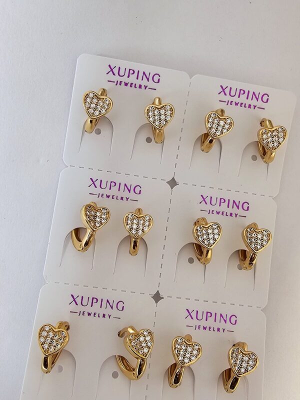 arete corazon  con micro circones xuping jewerly rose