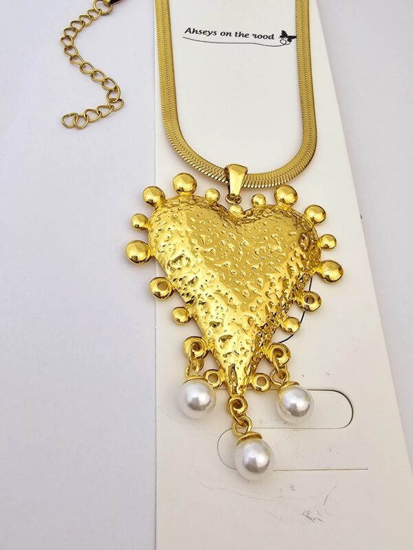 collar corazon chunky acero dorado