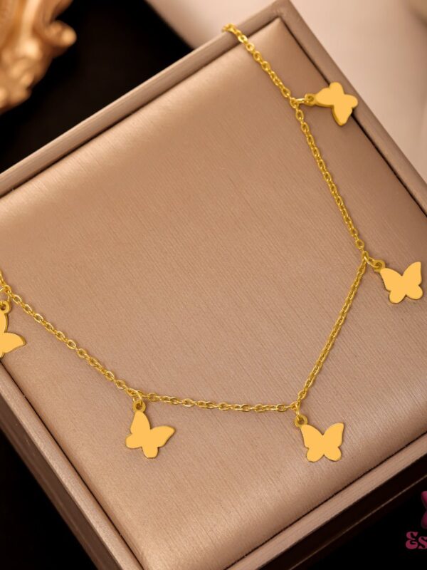 set mariposas acero dorado