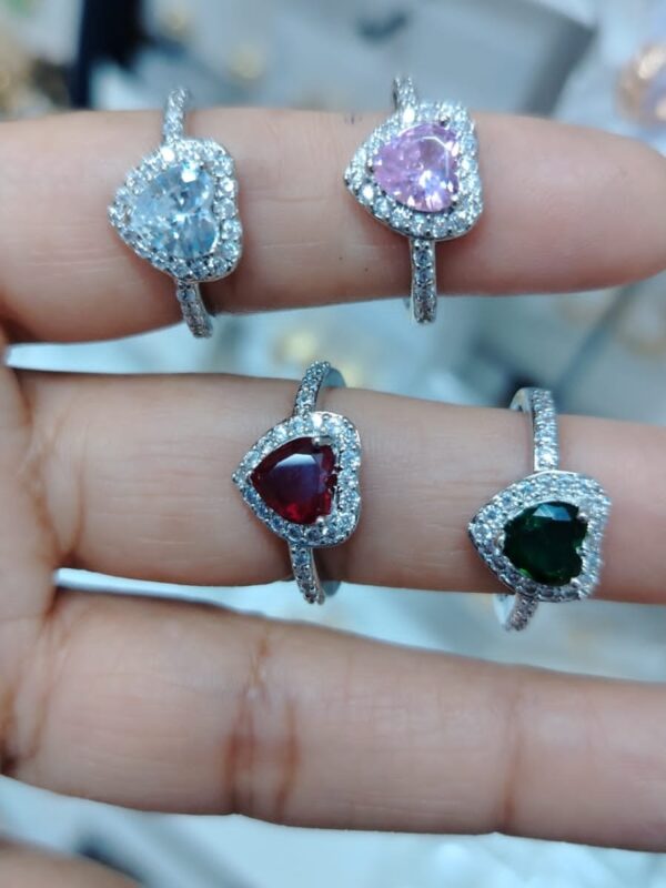 anillo regulable corazon acero plateado