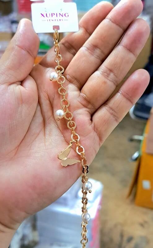 pulsera mariposa perlas xuping jewerly rose