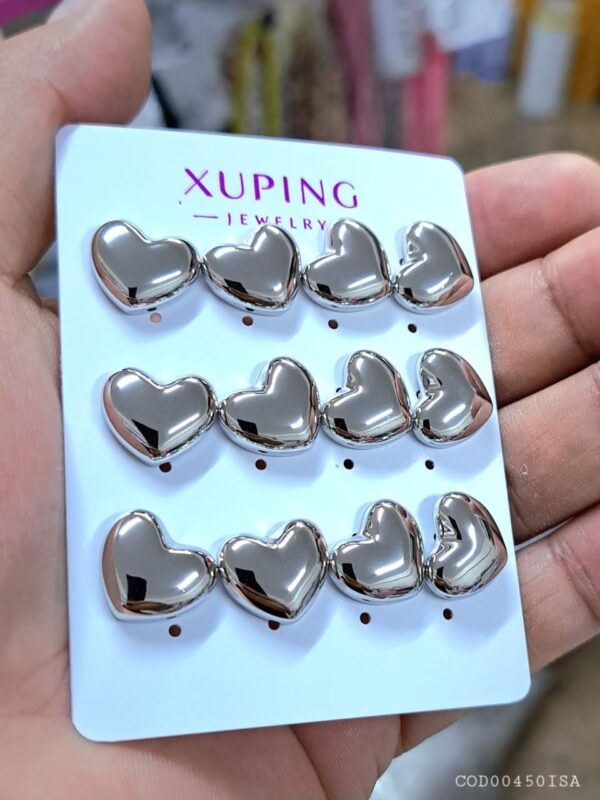 arete corazon xuping jewerly plateado