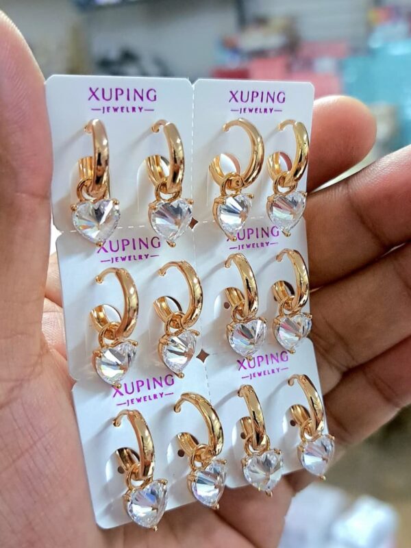aretes removible corazon xuping jewerly rose