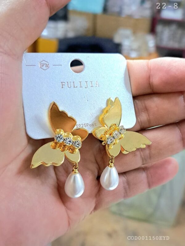 arete mariposa chunky acero dorado