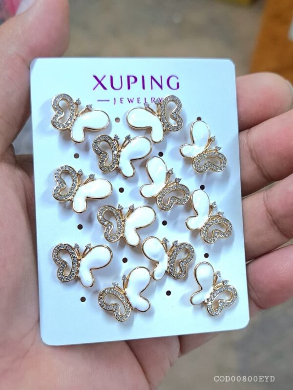 arete mariposa blanca xuping jewerly rose