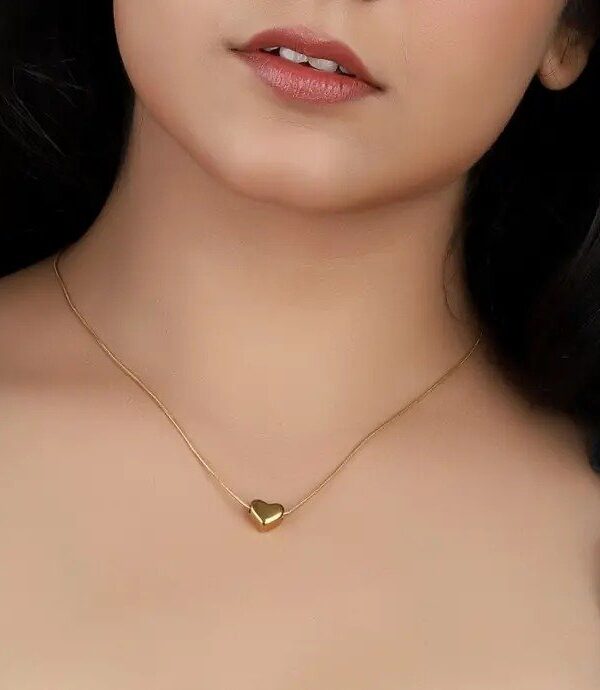 collar corazon bombita acero dorado, cadena cola raton con extensión