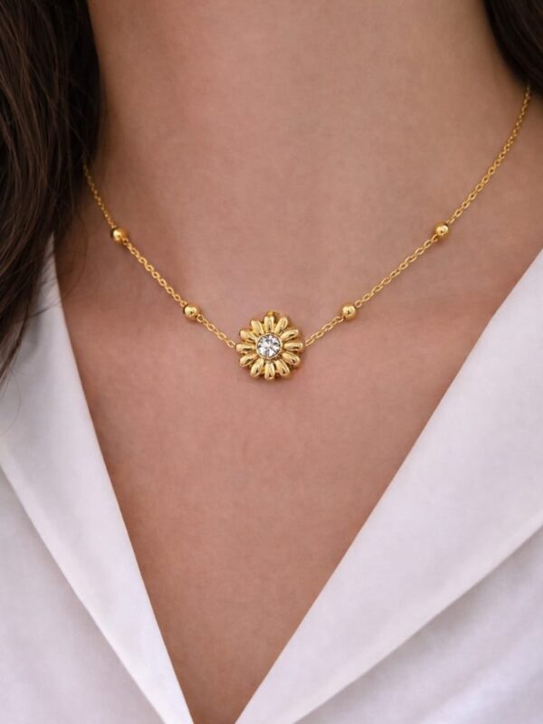 collat 🌼 flores margarita acero dorado con extensión