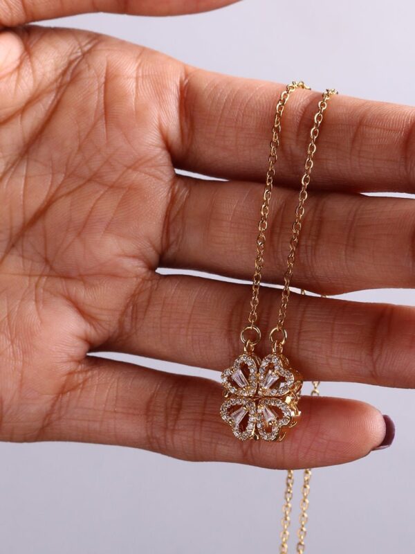 collar Rose trebol 2 en 1 imantado  acero