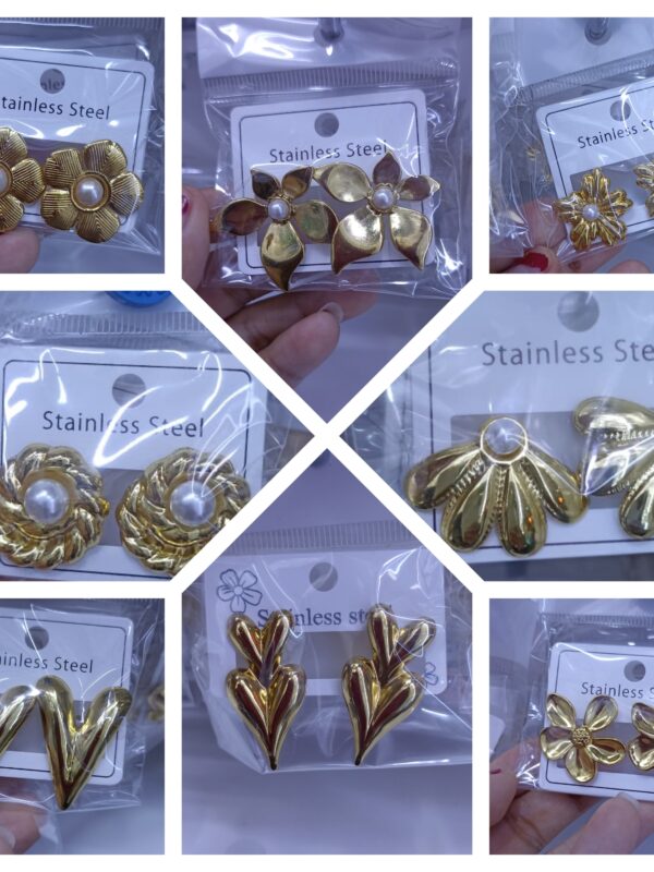 aretes chunky acero dorado