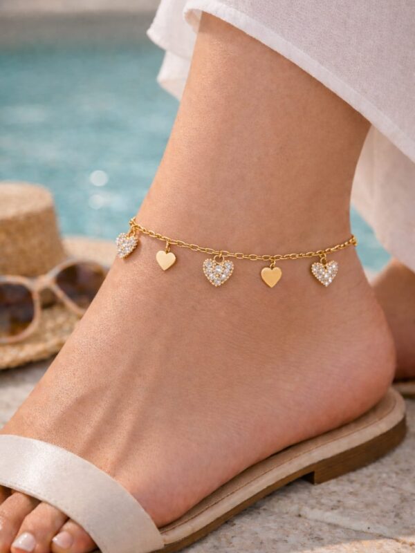 tobillera corazones xuping jewerly rose