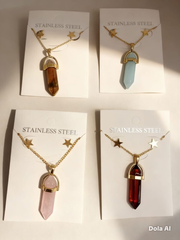 Set péndulo con aretes acero dorado