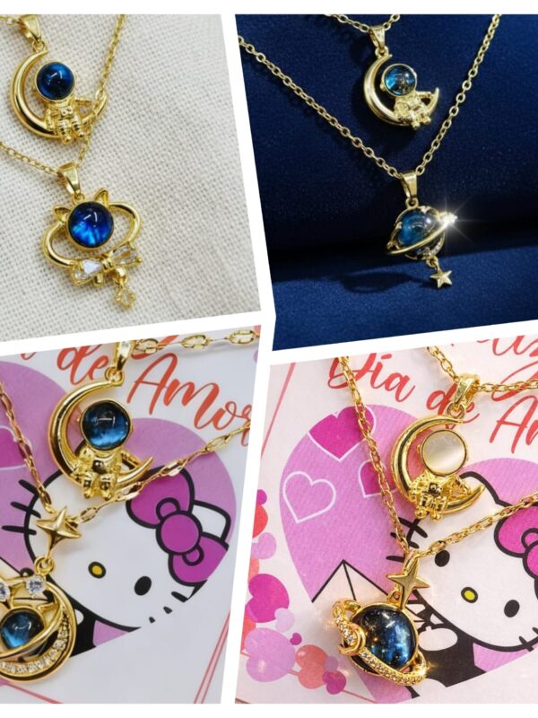 collar pareja acero dorado