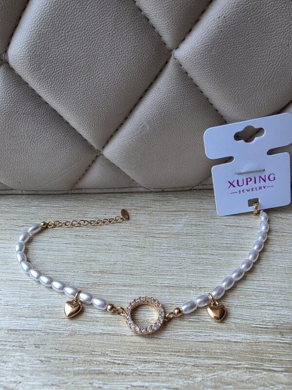 pulsera perla corazon xuping jewerly rose