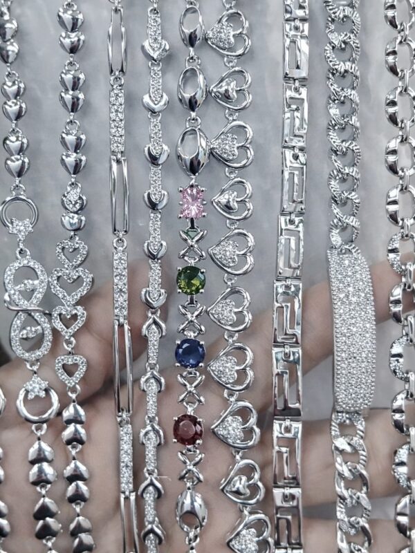 pulsera circon acero plateado