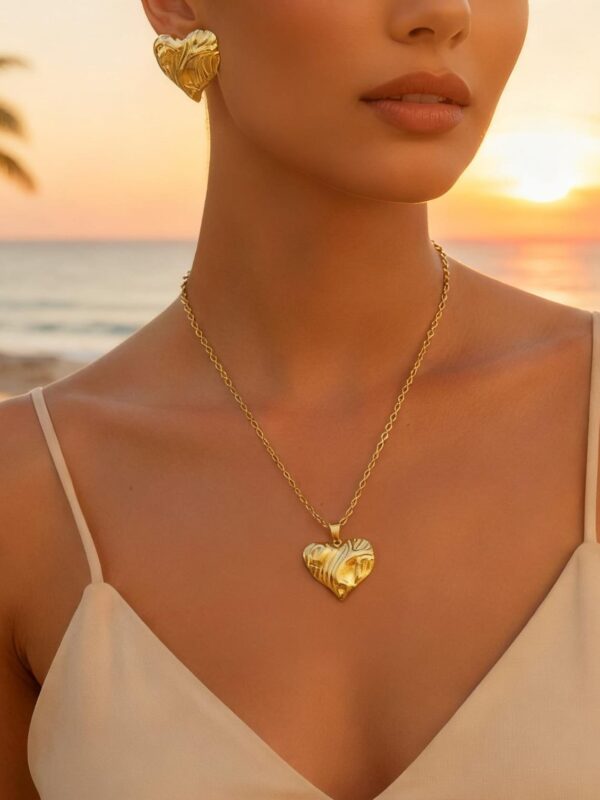 set corazon acero dorado,  juegos