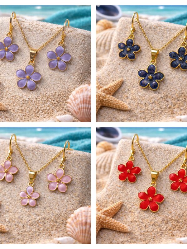 Set 🌸 flor esmaltado acero,  juegos