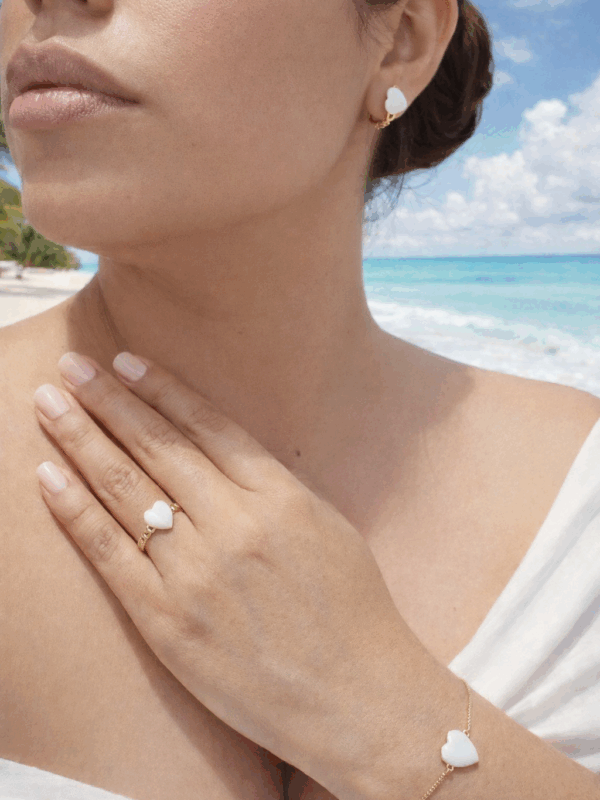 Juego corazones blanco (anillo +aretes +pulsera) xuping jewerly rose, set