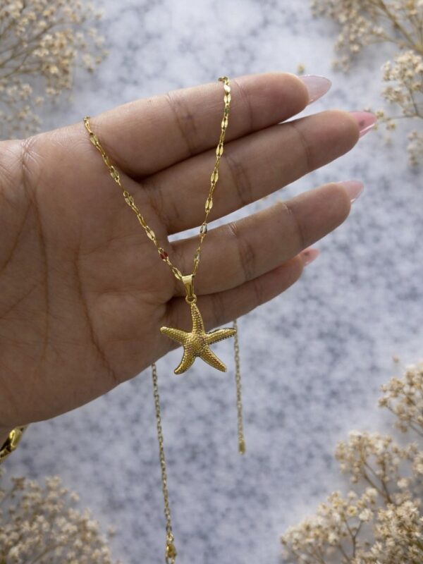 63dcec0e-7c77-49e6-896a-c14f6a8065a4 collar estrella de mar acero dorado