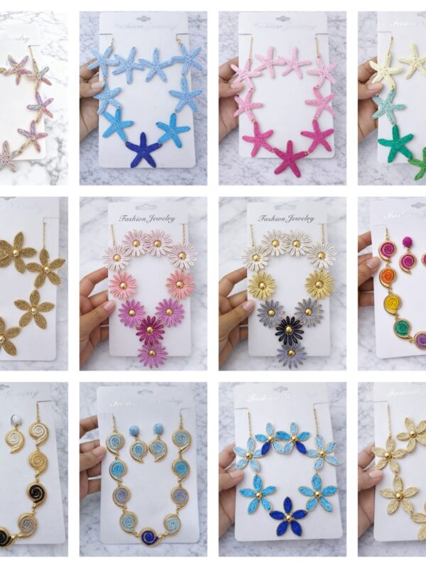cc5efb63-2f30-4567-b143-c5cadba7a069 juego(aretes+collar) flores,estrellas y conchas marinas fashion jewerly