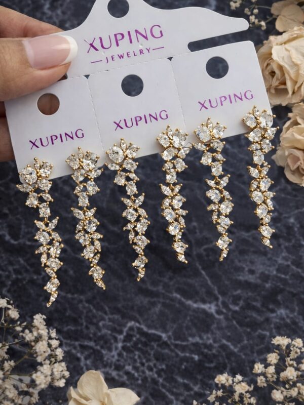 arete largo circones flores xuping jewerly rose