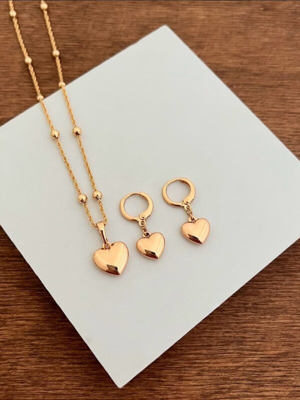 juego corazon xuping jewerly rose collar+aretes