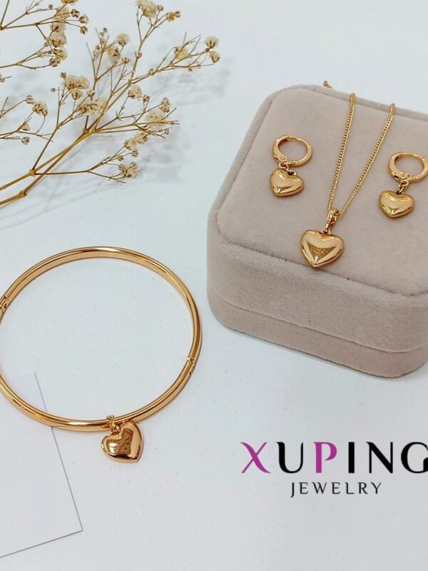juego set corazon (collar+puñera dije+aretes) xuping jewerly rose
