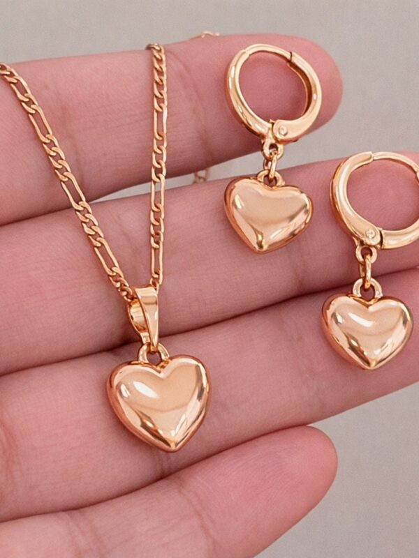 juego collar corazon+ aretes xuping jewerly rose, cartier 50cm