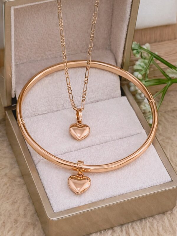 collar+pulsera corazon, juego xuping jewerly rose puñera, cartier 50cm
